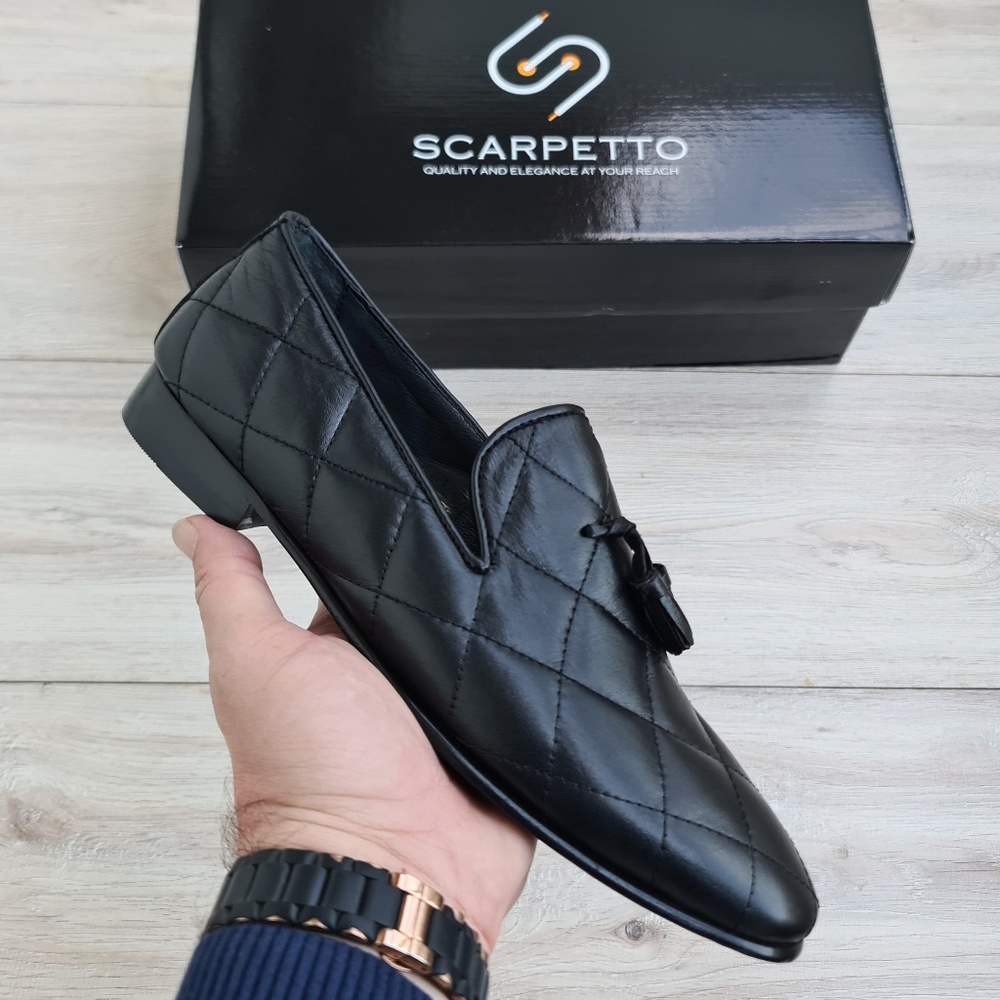 Black Tassel Leather Men's Loafer